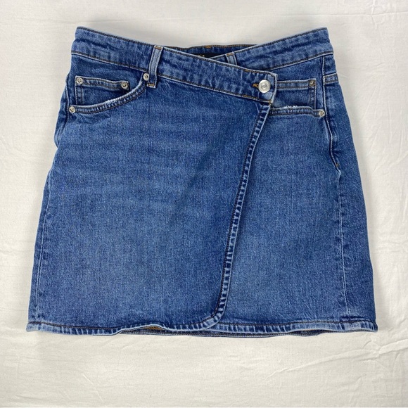 Maje Women’s Denim Asymmetrical Mini Wrap Skirt Blue Size 38 (women’s 6)
